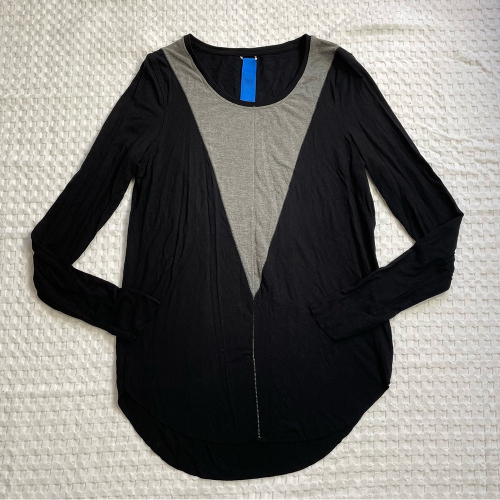 Kit And Ace Modal Cashmere Blend Shirt Top 4 Black Gray Stretch Long Sleeve